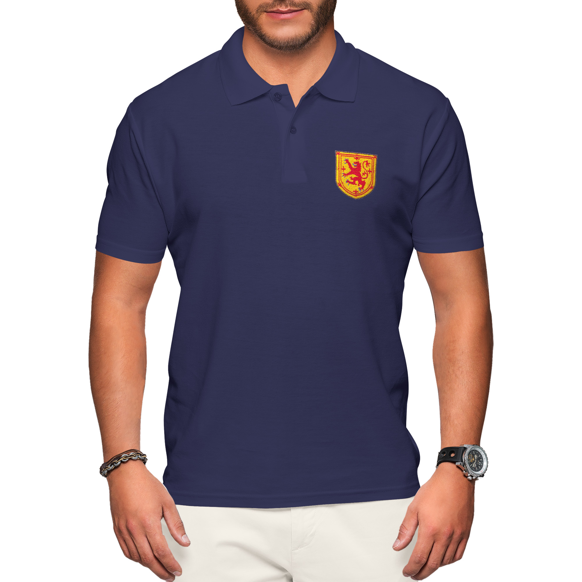 Retro Scotland Polo Shirt Football Royal Rampant Lion Flag Badge St