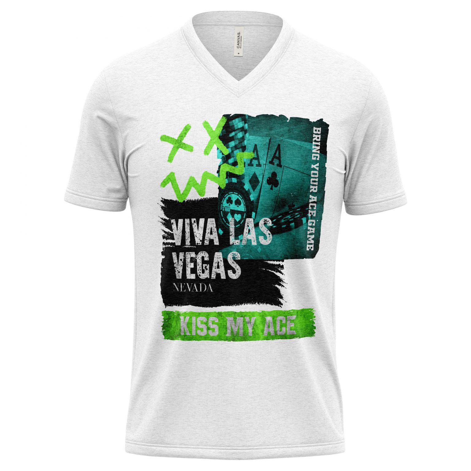 Viva Las Vegas Blackjack V Neck T Shirt Purple Print House