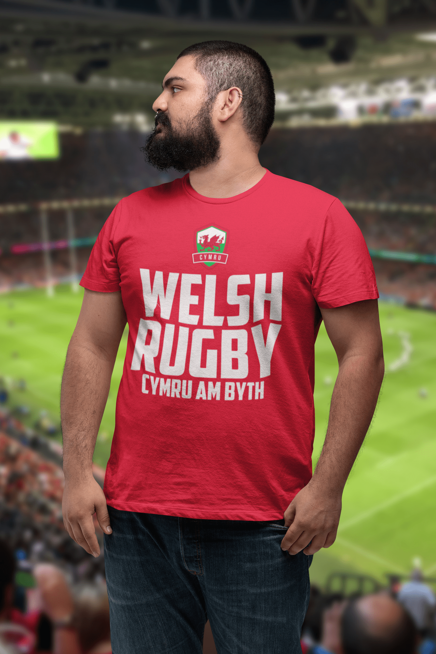 Welsh Rugby T Shirt Mens Purple Print House