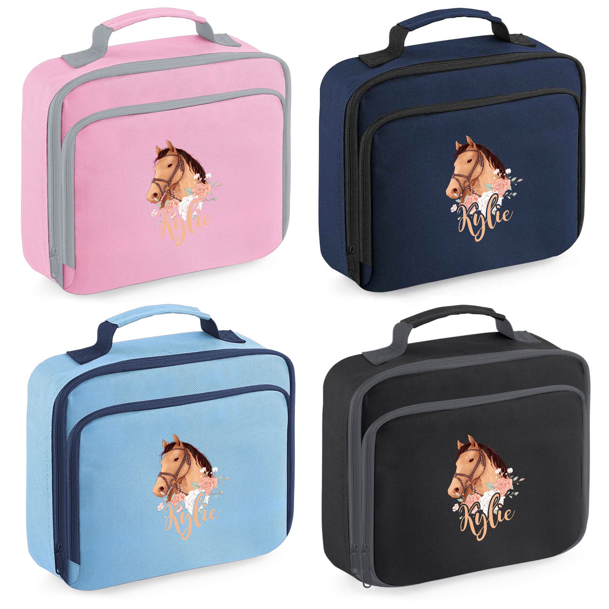Custom Horse Face Lunch Bag Kids - Personalised School Bags