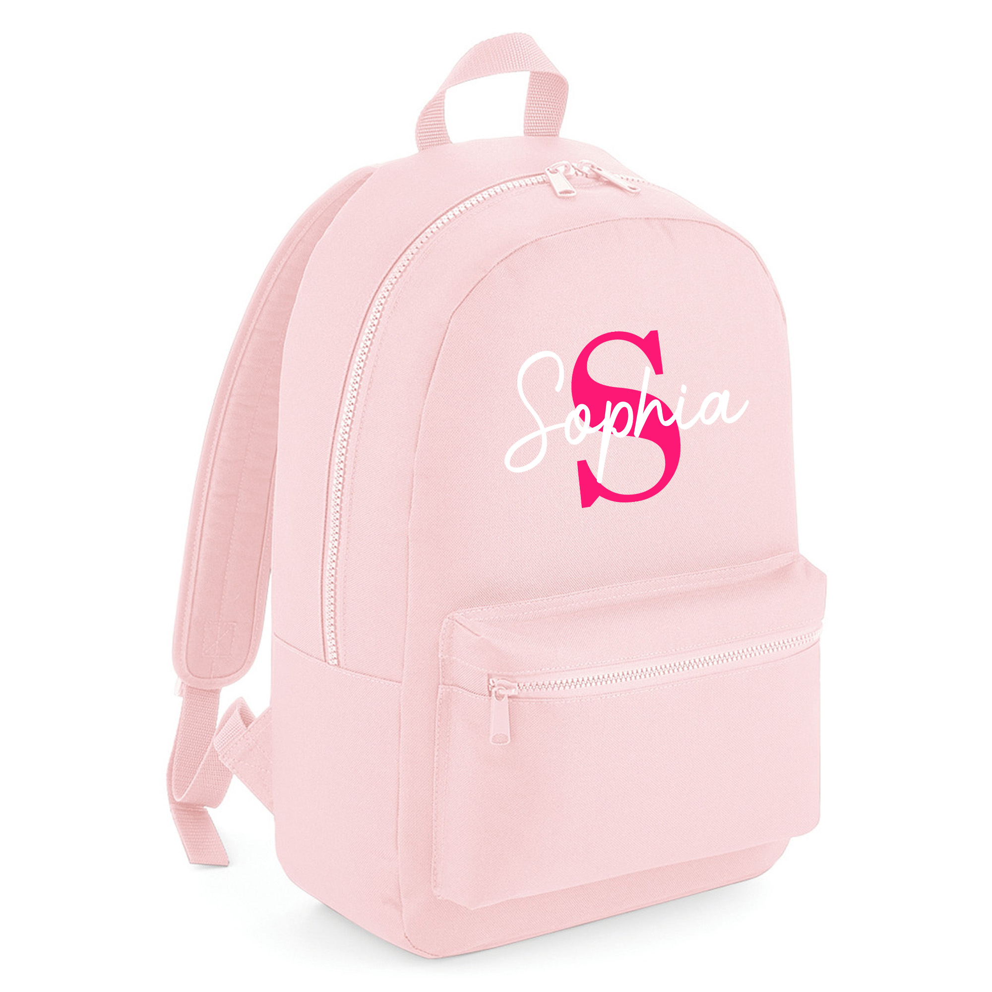Pink Name and Initial Mini Backpack Girls - Purple Print House