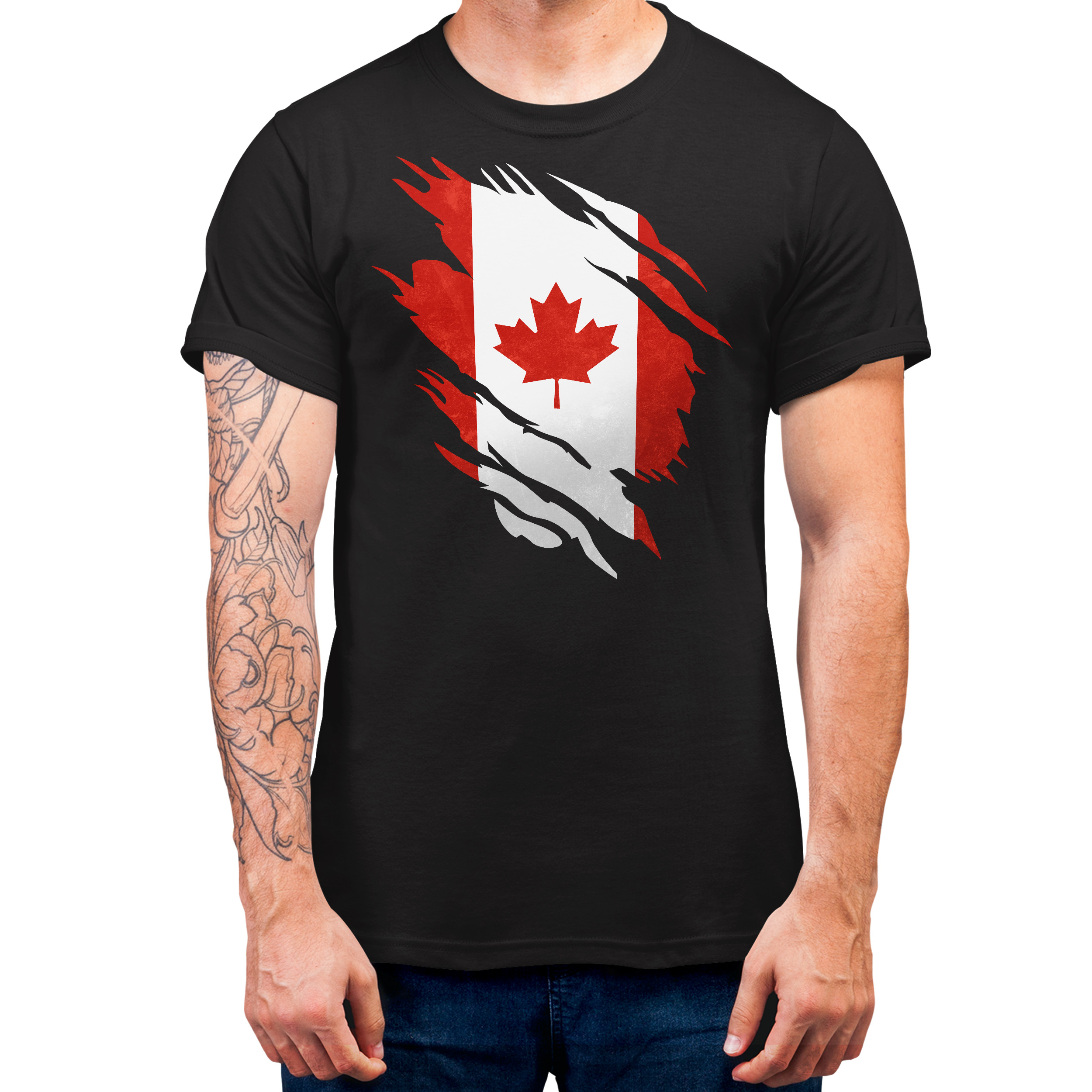 Canada Torn Flag T Shirt Mens Purple Print House