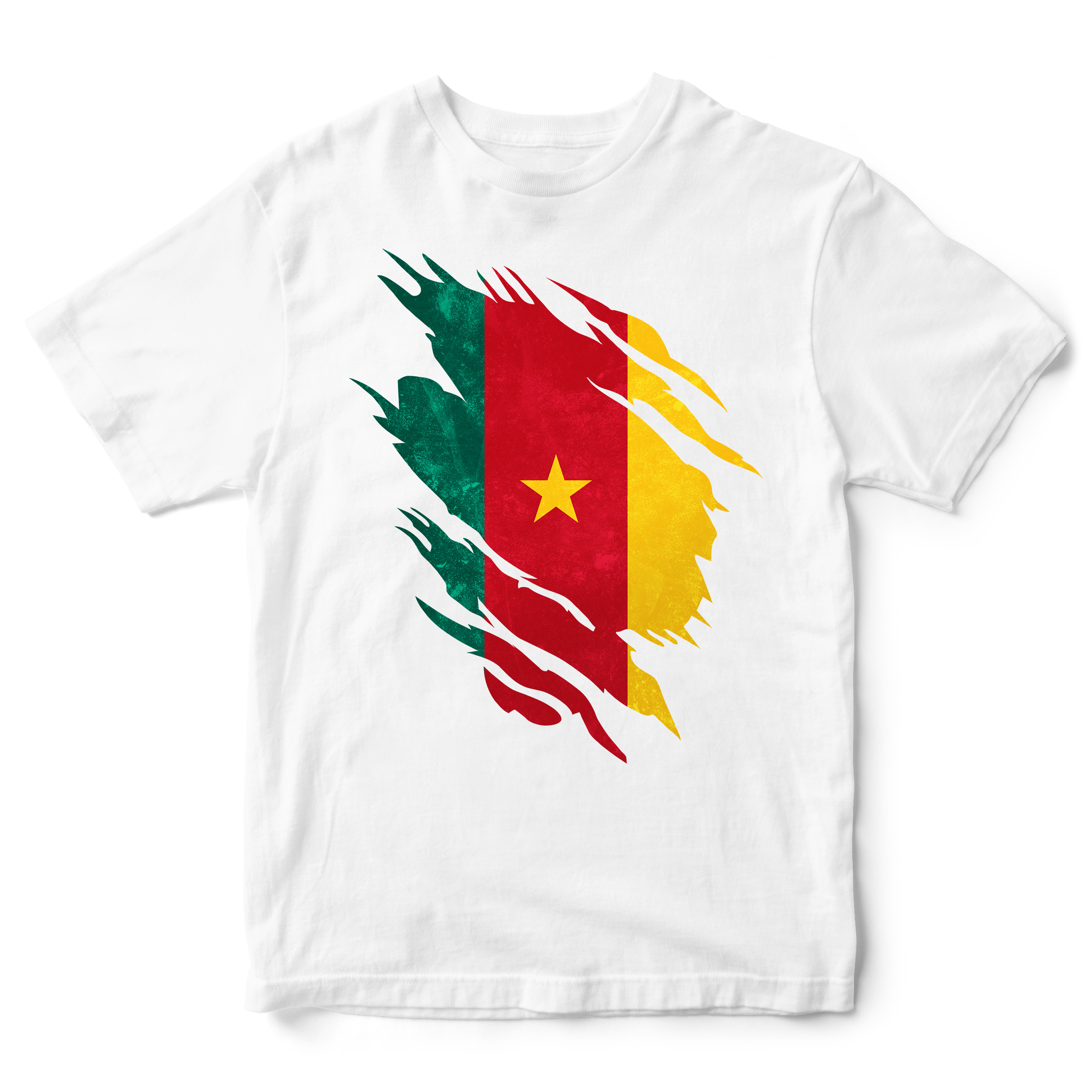 T-Shirt Enfant Cameroun Drapeau Grunge - Candymix 100% Coton Garçon Fille