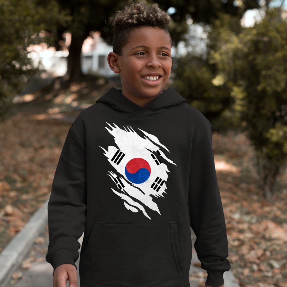 Puerto Rico Torn Flag Hoodie - Strong Proud Fleece Hooded Sweatshirt For Toddlers & Youth