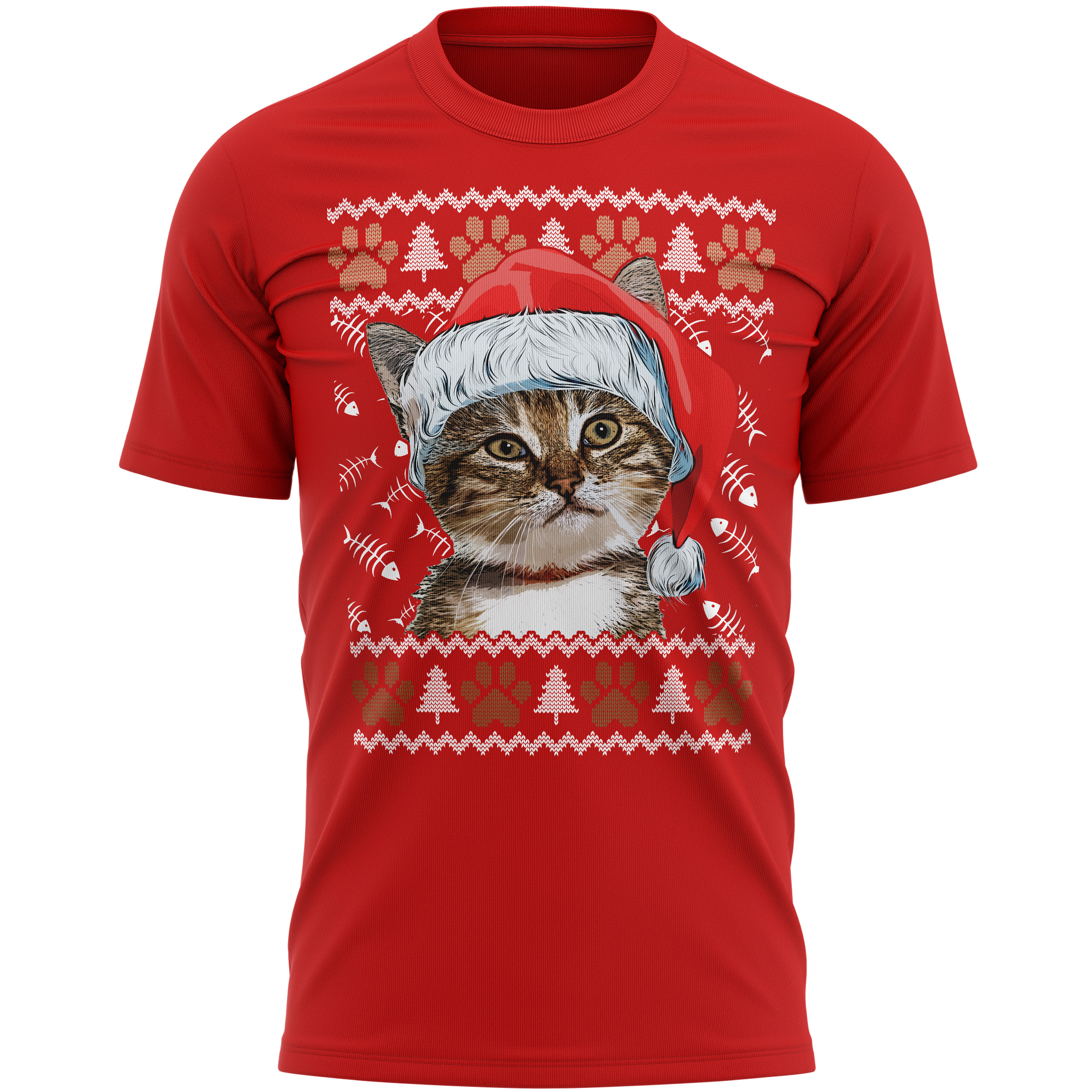 Tabby Cat Christmas T Shirt Mens Purple Print House