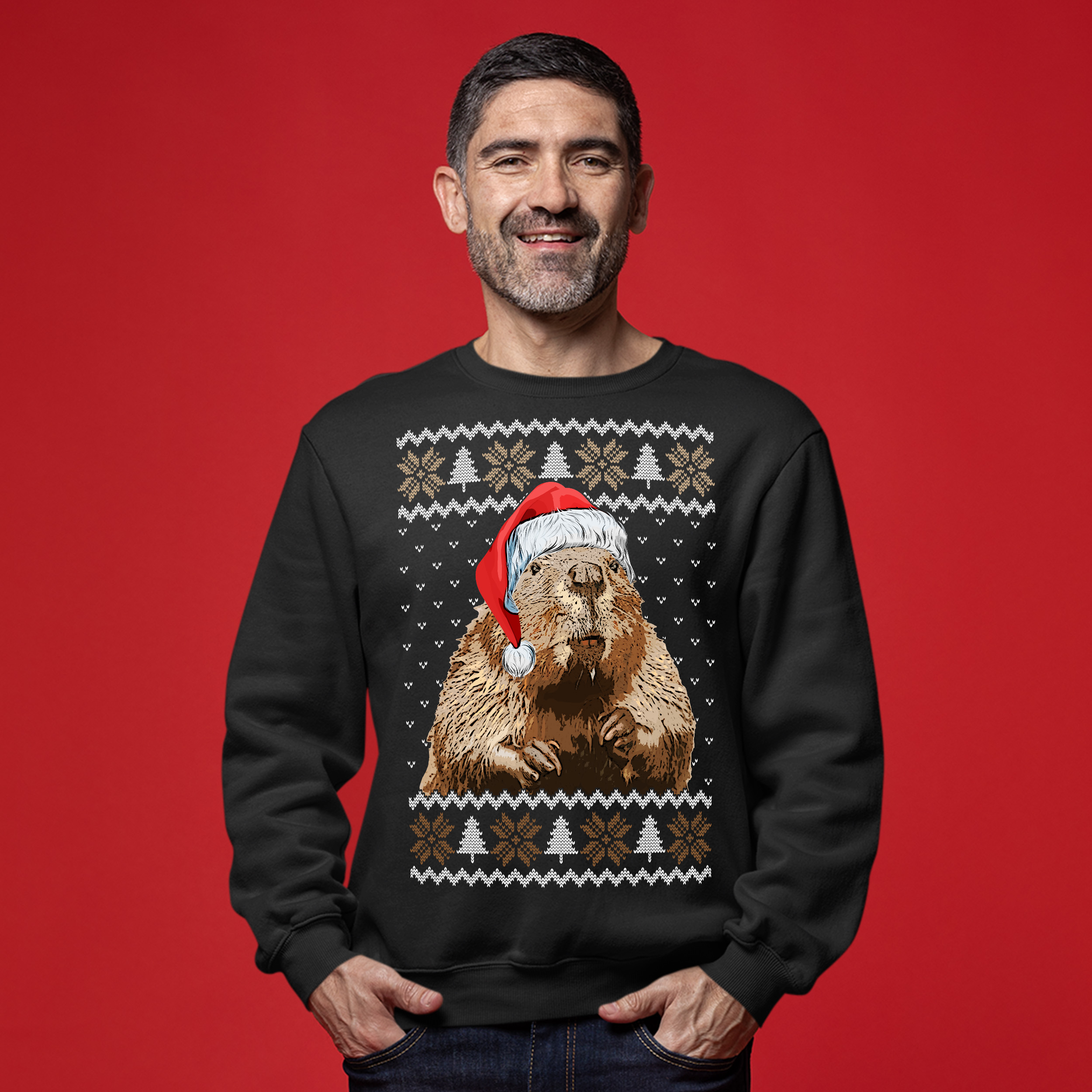 Christmas Beaver Sweatshirt | Festive Wildlife Unisex Design