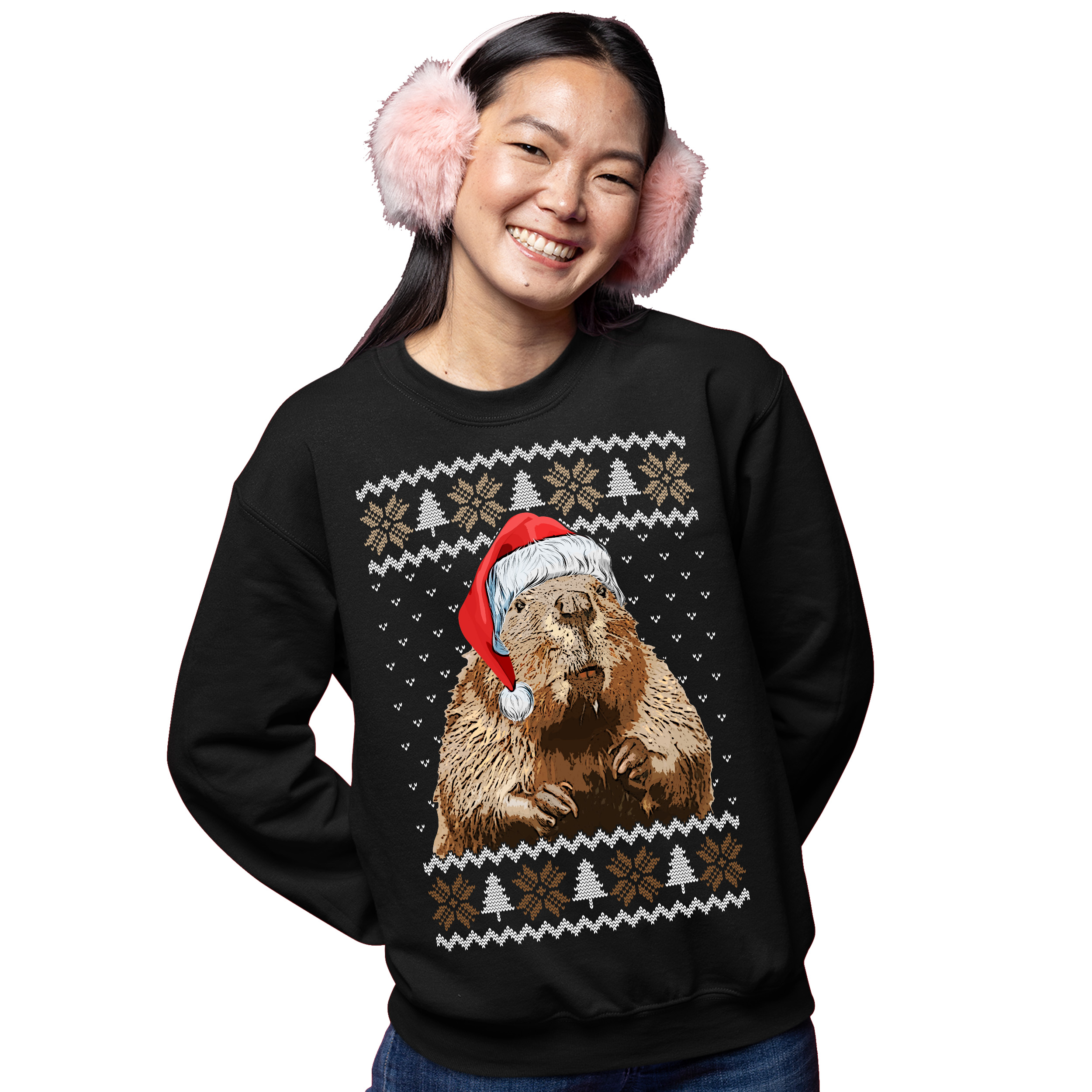 Christmas Beaver Sweatshirt | Festive Wildlife Unisex Design