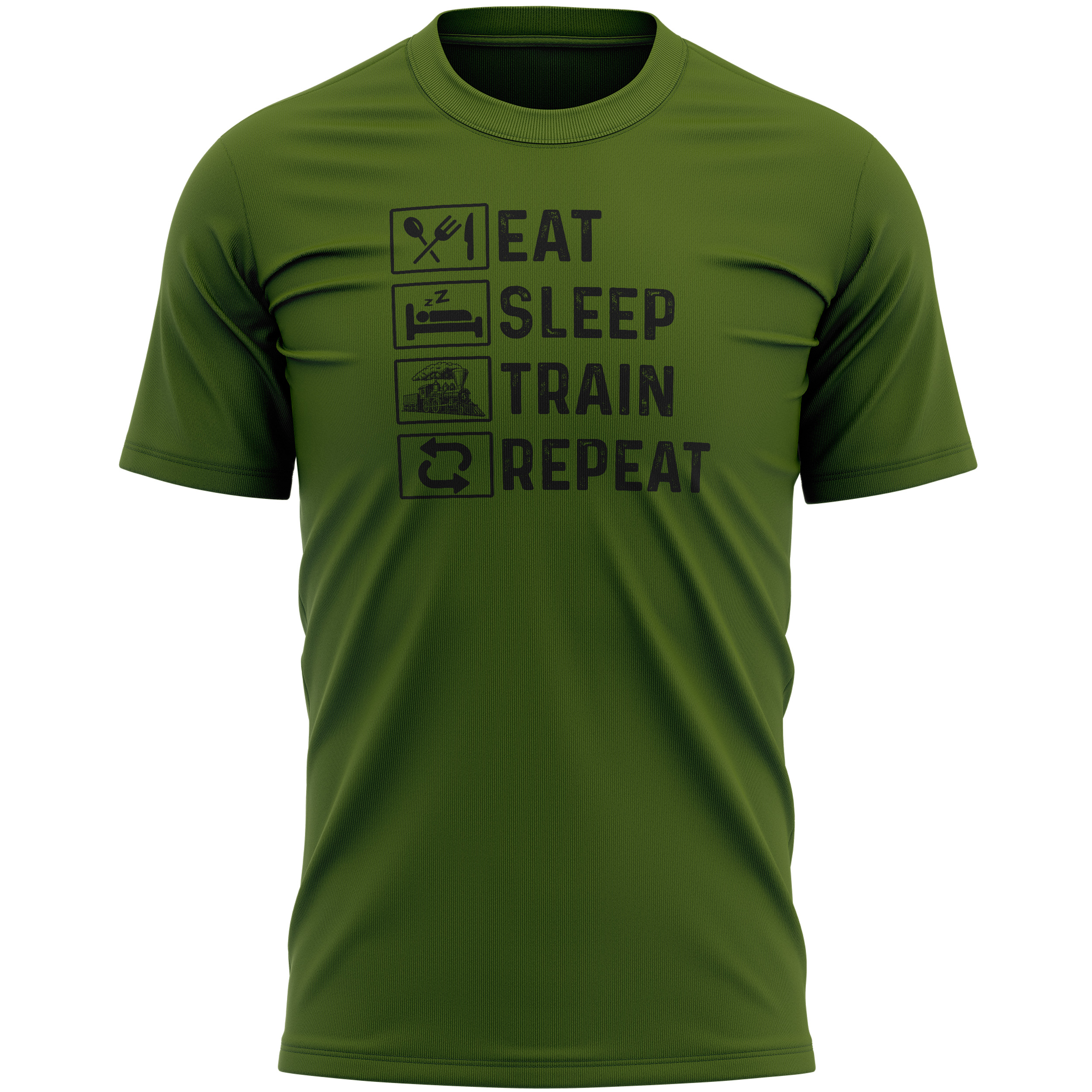 Eat Sleep Trains Repeat Kids T-Shirt - Organic Cotton, Black, Sizes 3/4Y To 12/14Y - View #9
