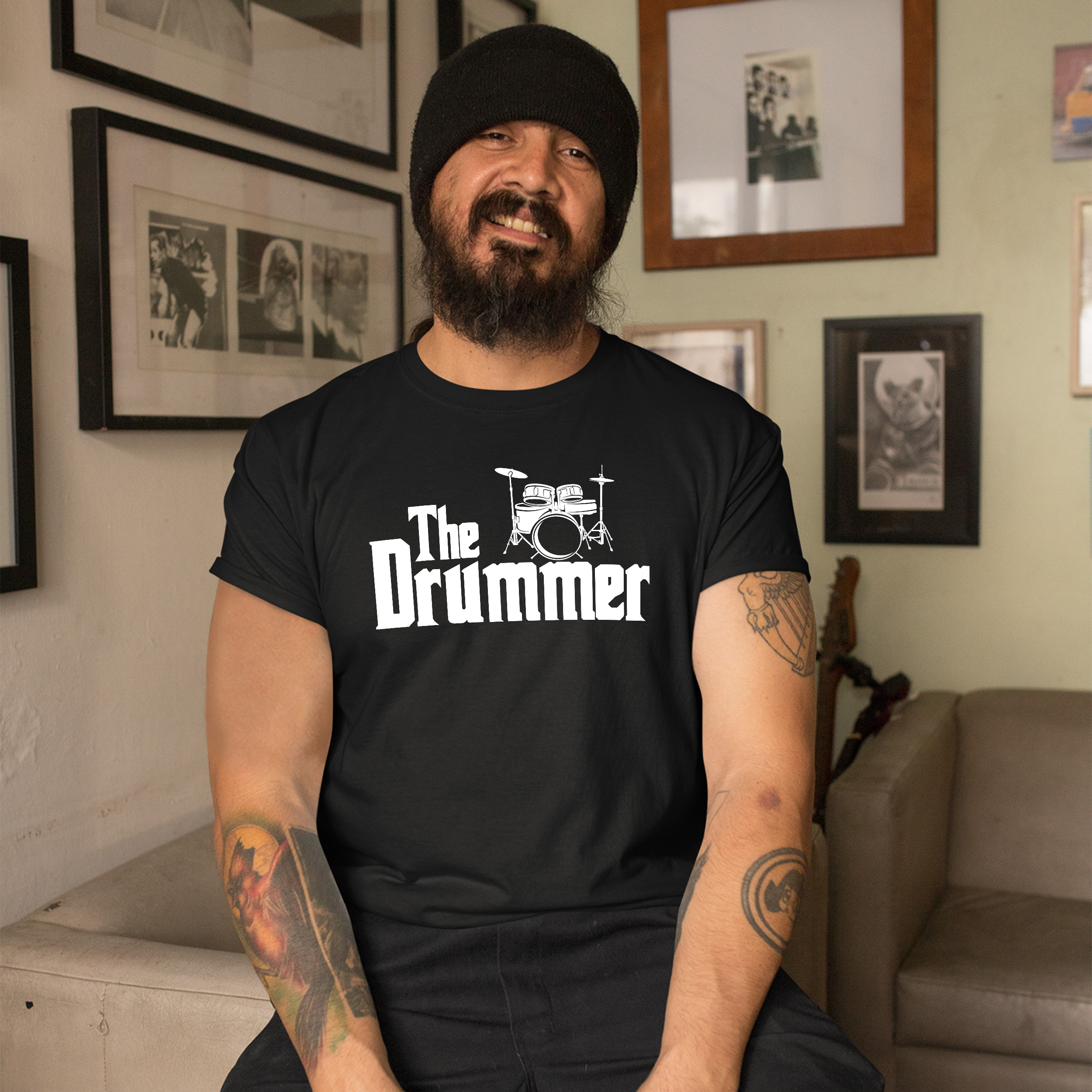 A Bad Jour On My Jantes Drummer Batterie Hommes Col V Coton