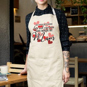Love and Memories Are Made By Mum Apron Women Aprons Purple Print House