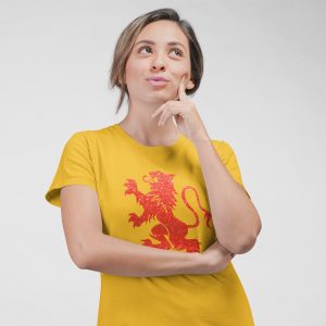 Red Glitter Scottish Lion T shirt Women Patriotic Clothing Purple Print House