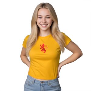 Red Glitter Scottish Lion Womens Baby Tees Women Patriotic Clothing Purple Print House
