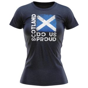 Scotland Do Us Proud T shirt Women Football Supporters Clothing Purple Print House