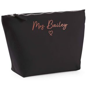 Personalised Rose Gold Makeup Bag Women Makeup Bags Purple Print House