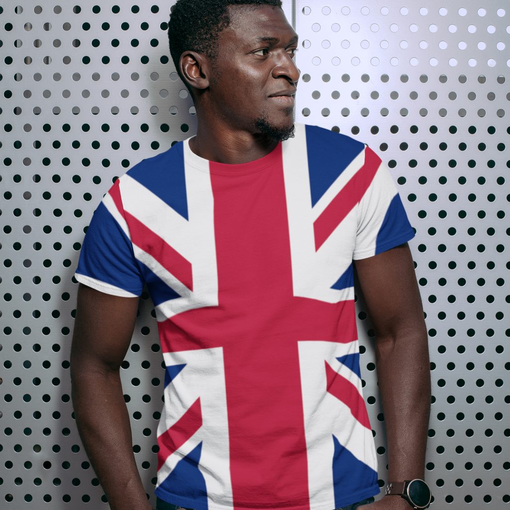 Union Jack All Over T shirt Men - Purple Print House