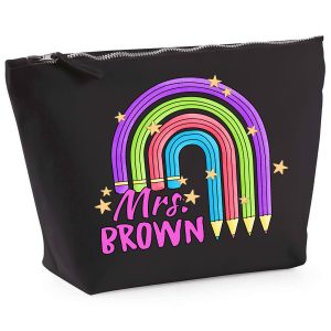 Personalised Rainbow Pencils Makeup Bag Women Makeup Bags Purple Print House