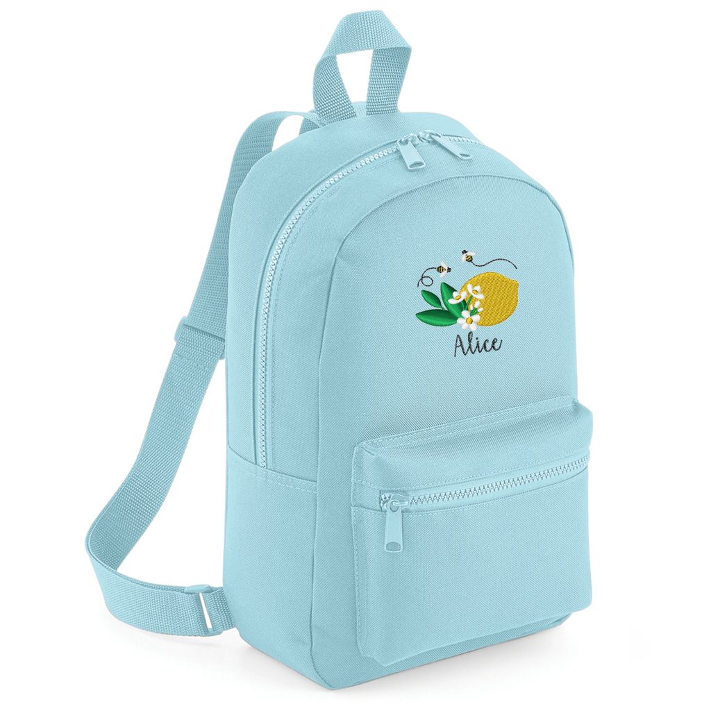 Label Mini Backpack Embroidered Lemon Personalised Mini Backpack Kids - Purple Print House