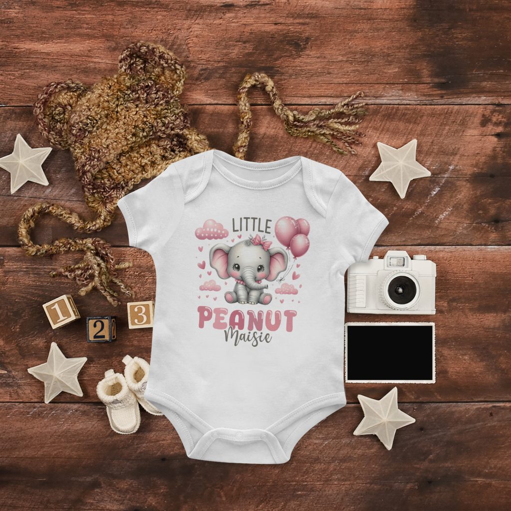 Personalised Little Peanut Babygrow Baby Purple Print House