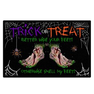 Trick Or Treat Floor Mat Home & Kitchen Trick Or Treat Floor Mat Home & Kitchen Halloween Home Decor Purple Print House