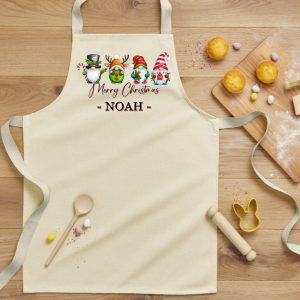 Merry Christmas Gnomes Kids Apron Kids Aprons Purple Print House