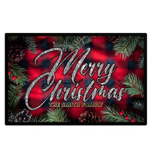 Personalised Tartan Christmas Floor Mat Home & Kitchen Personalised Tartan Christmas Floor Mat Home & Kitchen Christmas Home Decor Purple Print House