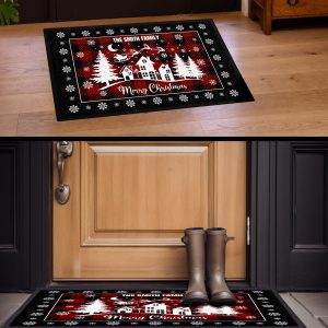 Personalised Christmas Snowflakes Floor Mat Home & Kitchen Christmas Home Decor Purple Print House