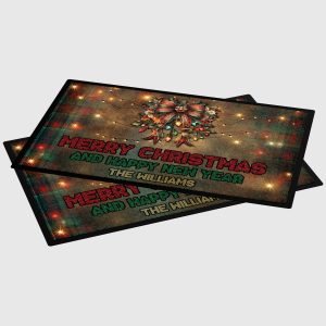Merry Christmas And A Happy New Year Personalised Floor Mat Home & Kitchen Christmas Home Decor Purple Print House
