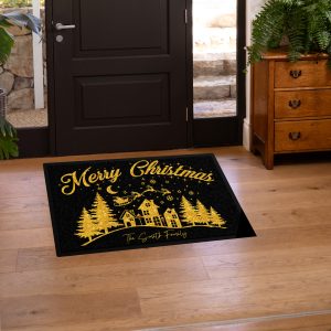 Merry Christmas Personalised Floor Mat Home & Kitchen Christmas Gifts Purple Print House