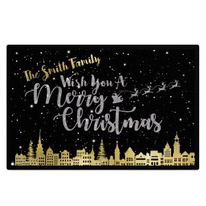 Christmas Personalised Skyline Floor Mat Home & Kitchen Christmas Personalised Skyline Floor Mat Home & Kitchen Christmas Home Decor Purple Print House