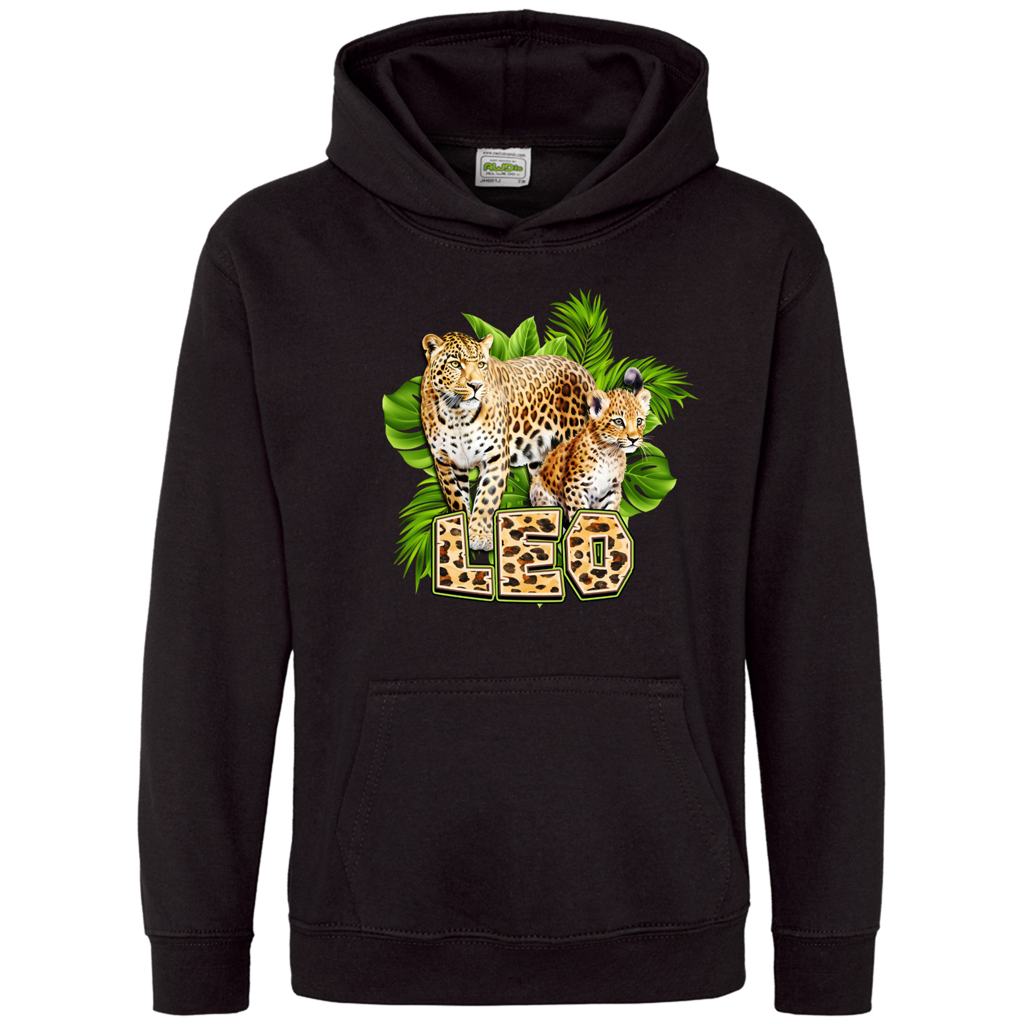 Personalised Safari Leopard Hoodie Kids | Custom Name