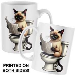 Siamese Cat Toilet Mug Unisex Cat Gifts Purple Print House