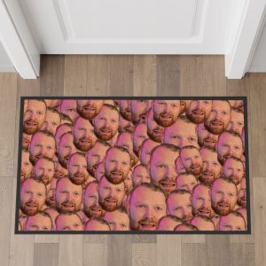 Personalised Face All Over Floor Mat Home & Kitchen Funny Gifts Purple Print House