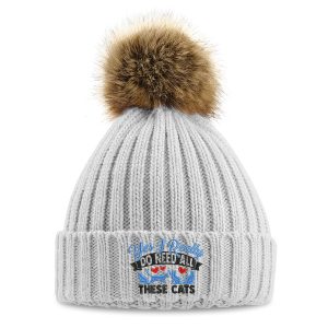 Yes I Do Need All These Cats Faux Fur Pom Pom Chunky Beanie Women Beanies & Hats Purple Print House