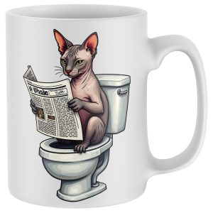 Sphynx Cat Toilet Mug Unisex Cat Gifts Purple Print House