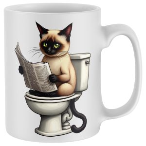 Siamese Cat Toilet Mug Unisex Cat Gifts Purple Print House