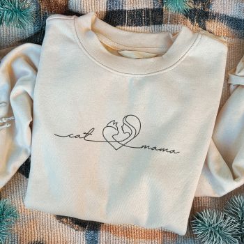 Custom Cat Mama Sweatshirt Personalised Signature Design Add Cats Name for Mum Adult Sweatshirts Purple Print House