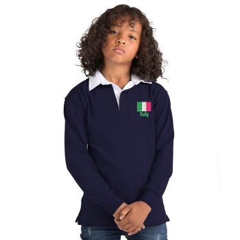 Kids Italy Embroidered Rugby Jersey Country Themed Clothing Purple Print House