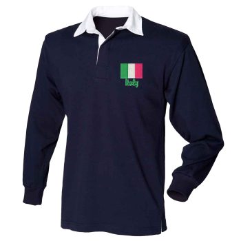 Kids Italy Embroidered Rugby Jersey Country Themed Clothing Purple Print House