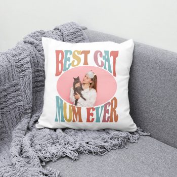 Personalised Cat Mum Cushion Cover Best Ever Custom Cat Image Mothers Day Gift Cat Gifts Purple Print House