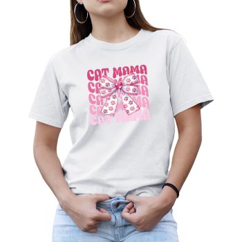 Cat Mama Unisex T Shirt Bow Design Mothers Day Feline Gift For Mum Unisex Tee Cat Gifts Purple Print House