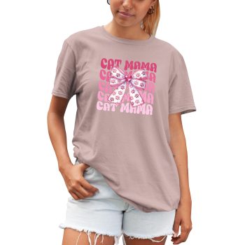 Cat Mama Unisex T Shirt Bow Design Mothers Day Feline Gift For Mum Unisex Tee Cat Gifts Purple Print House