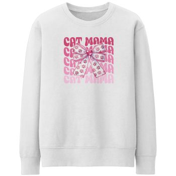 Cat Mama Sweatshirt For Women Large Pink Bow Cat Kittens Feline Mothers Day Gift Idea For Mum Adult Sweatshirts Purple Print House