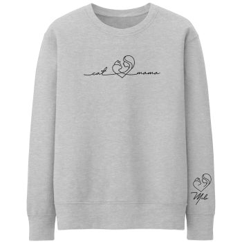 Custom Cat Mama Sweatshirt Personalised Signature Design Add Cats Name for Mum Adult Sweatshirts Purple Print House
