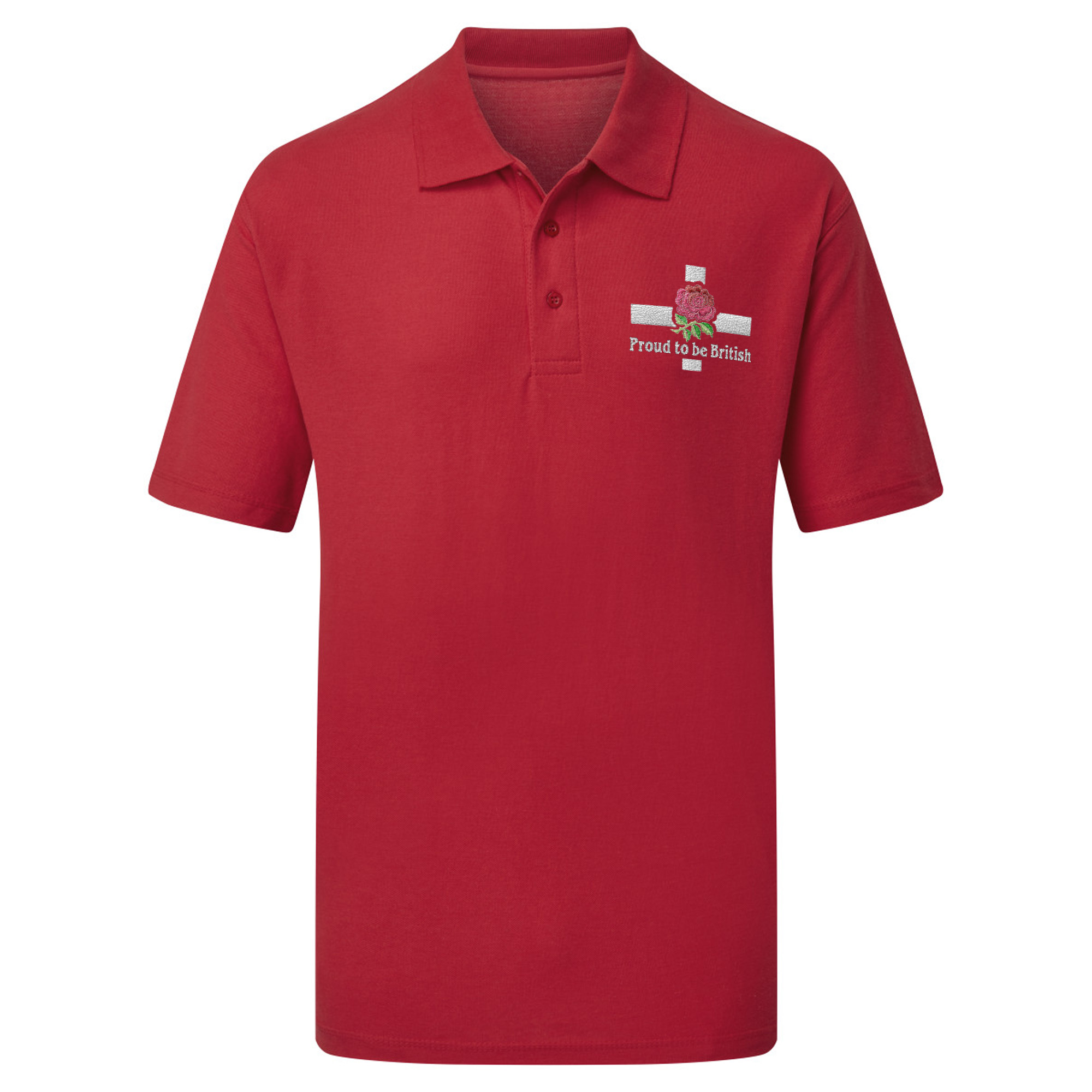 Proud British Polo Shirt | Red Rose Embroidered Mens Top