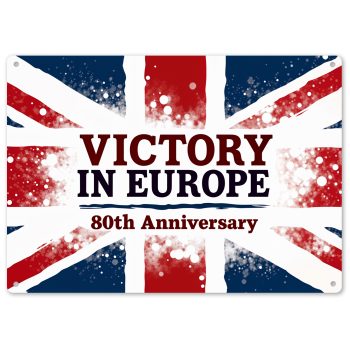 Victory in Europe 80th Anniversary Metal Sign VE Day Union Jack Wall Plaque Custom Metal Signs Purple Print House