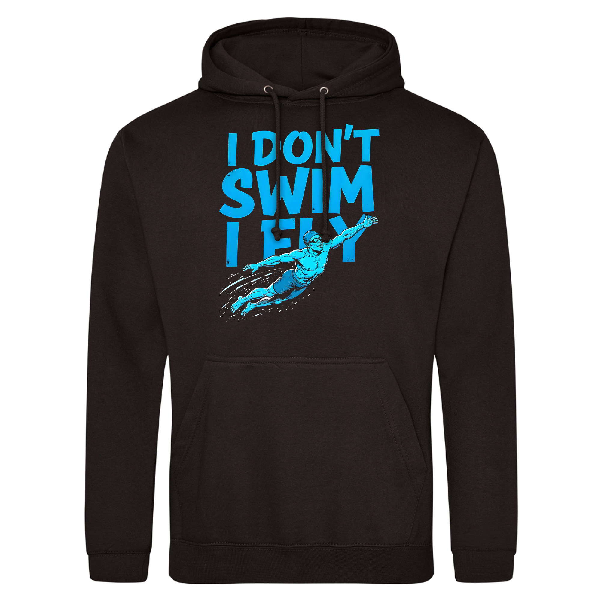 Funny Swimmer Hoodie I Don't Swim I Fly Humorous Text Purple