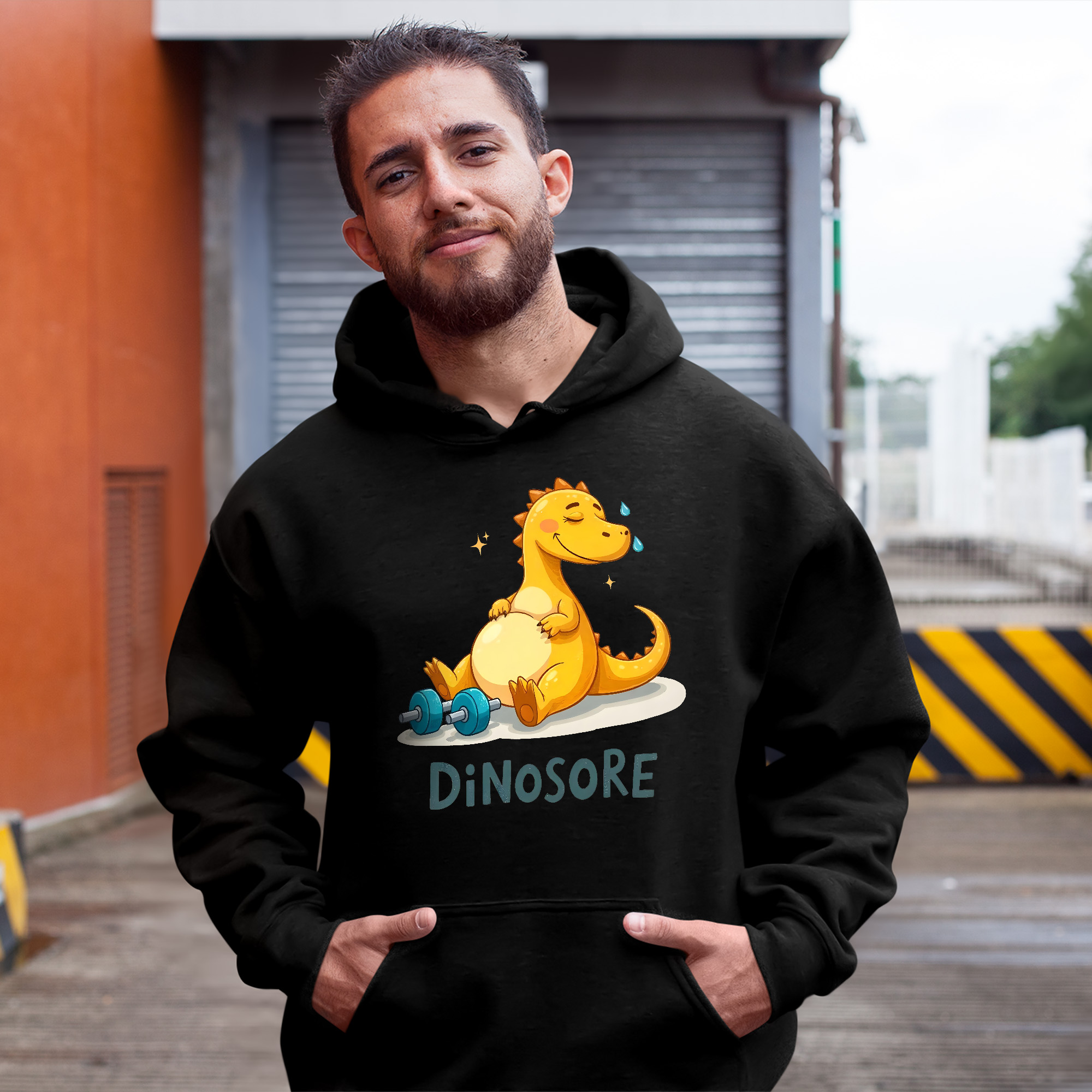 Gym Dinosaur Funny Hoodie - Dinosore Workout Top | UK Print