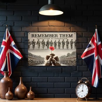 British Soldiers Metal Sign Red Poppy Remember Them Wall Plaque Custom Metal Signs Purple Print House