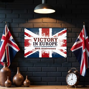 Victory in Europe 80th Anniversary Metal Sign VE Day Union Jack Wall Plaque Custom Metal Signs Purple Print House