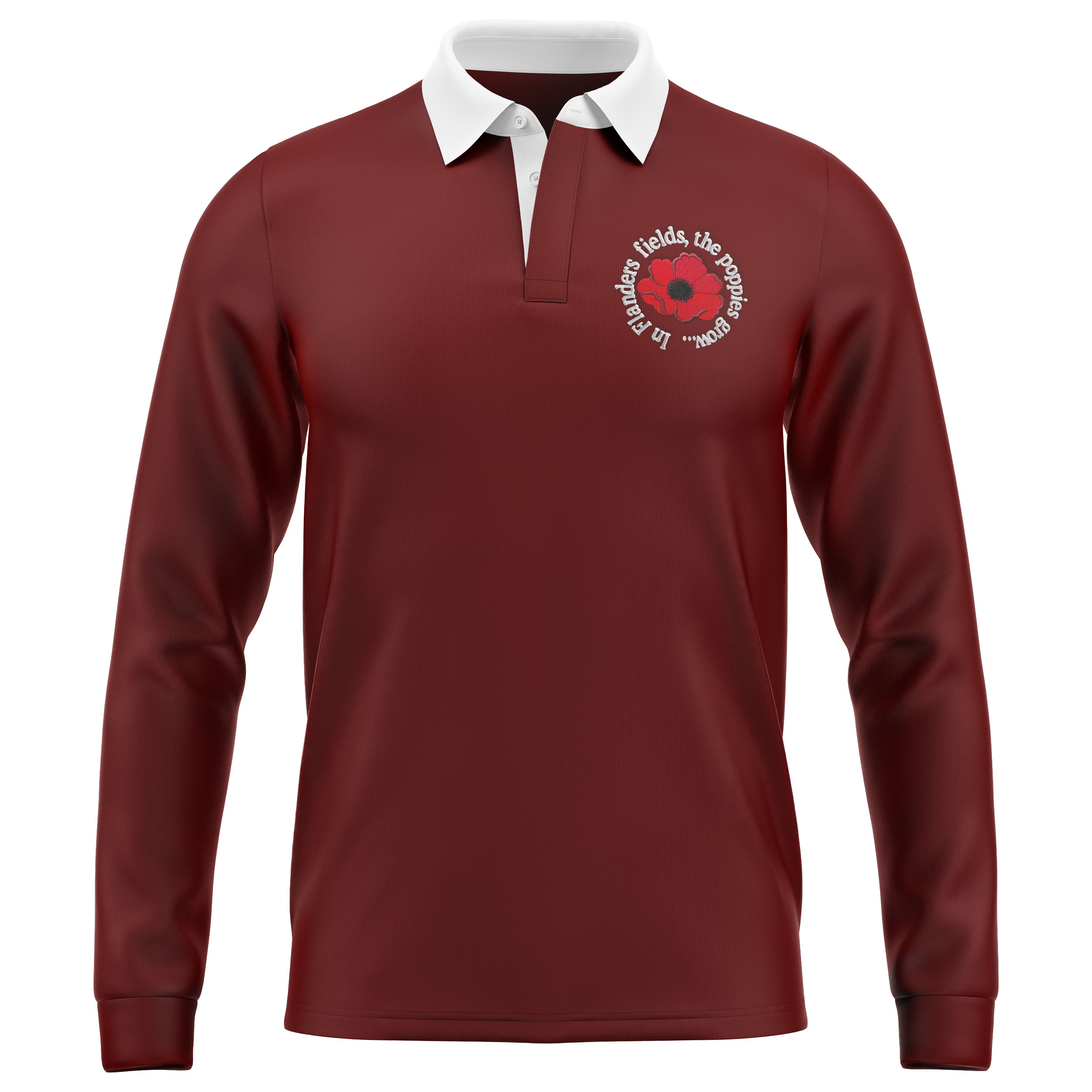 Red Poppy Rugby Shirt Men's VE Day Remembrance Jersey